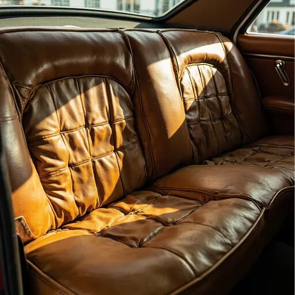 Scaun auto din piele restaurat cu tapițerie de calitate