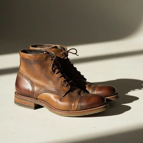 Pantofi din piele cu reparații de cusături și vopsire completă